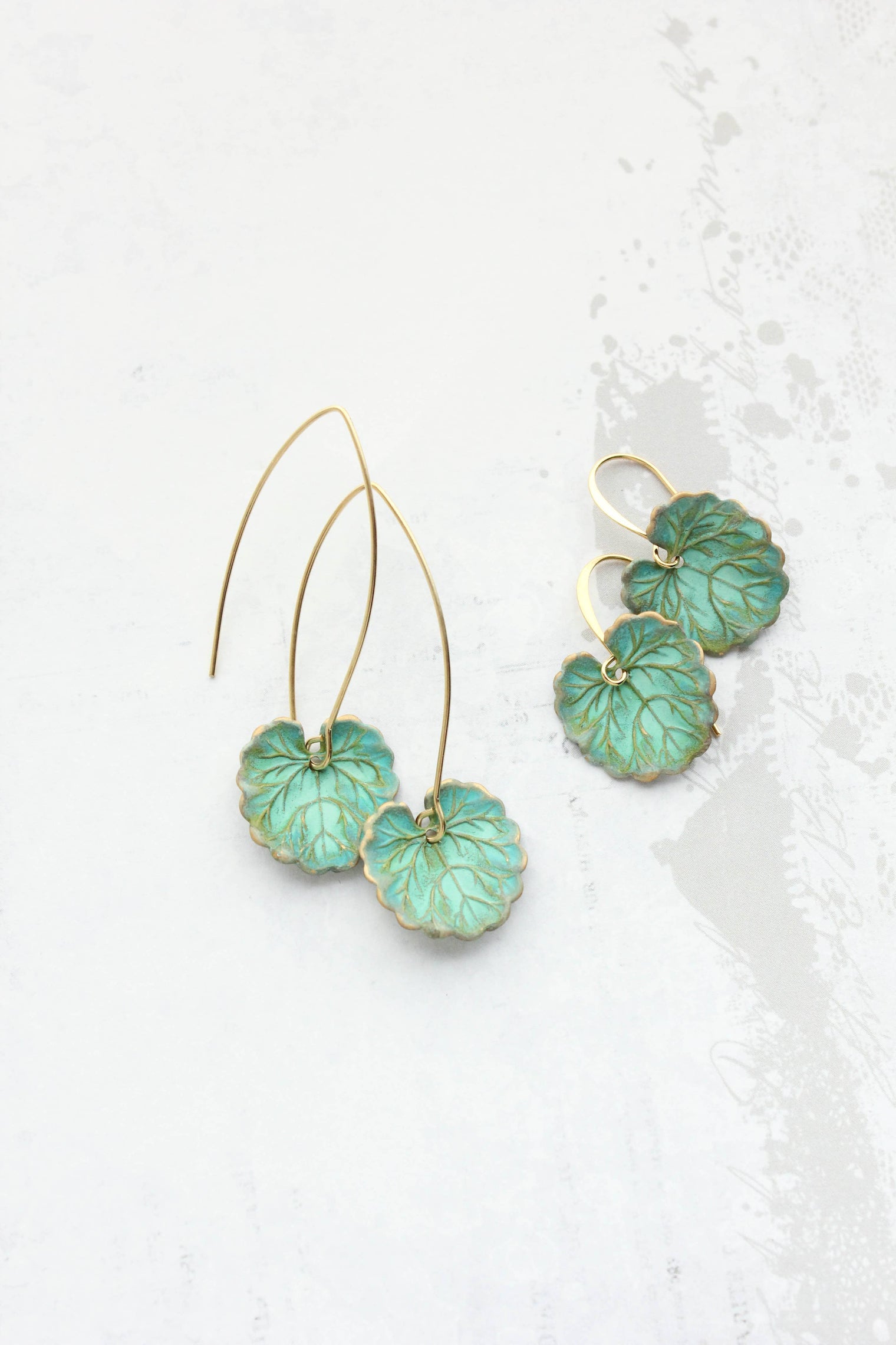 A Pocket of Posies - Ivy Leaf Earrings - Verdigris Patina