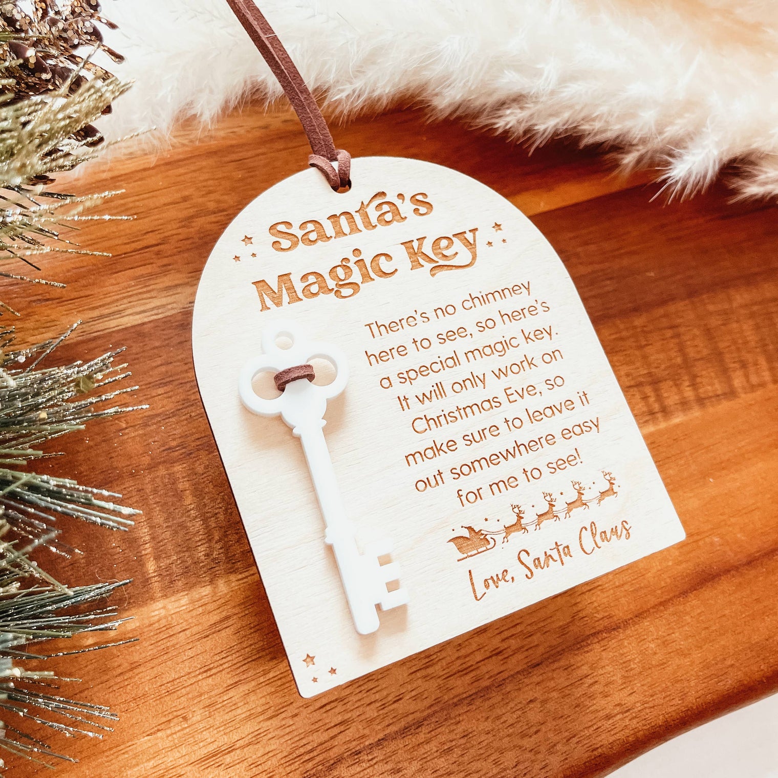 Knotty Design Co. - Santa's Magic Key Wooden Christmas Ornament