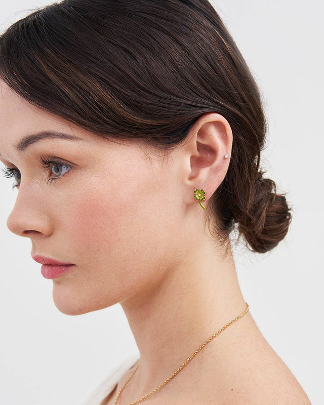 Fable England - Lucky Clover Pearl Stud Earrings