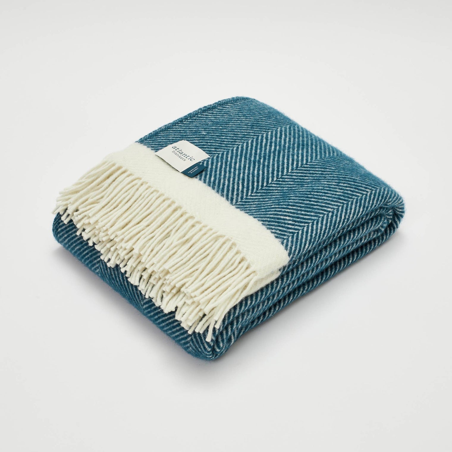Atlantic Blankets - Sailor Blue Herringbone Wool Blanket