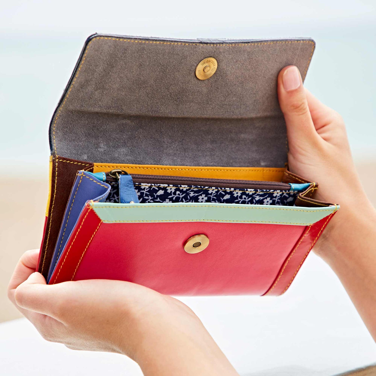 Recycled Handmade Multicoloured Leather Clutch Purse