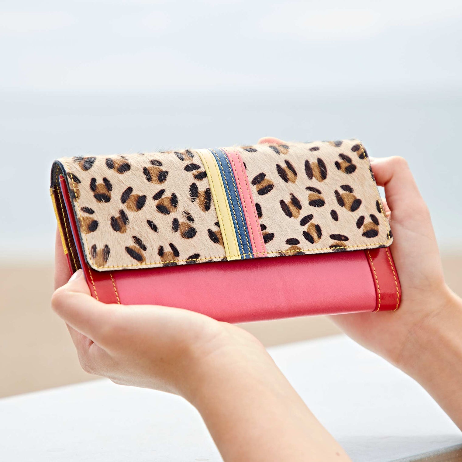 Recycled Handmade Multicoloured Leather Clutch Purse
