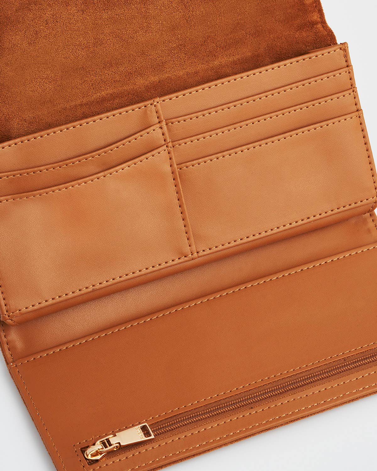 Fable England - Floral Tan Faux Suede Embroidered Purse