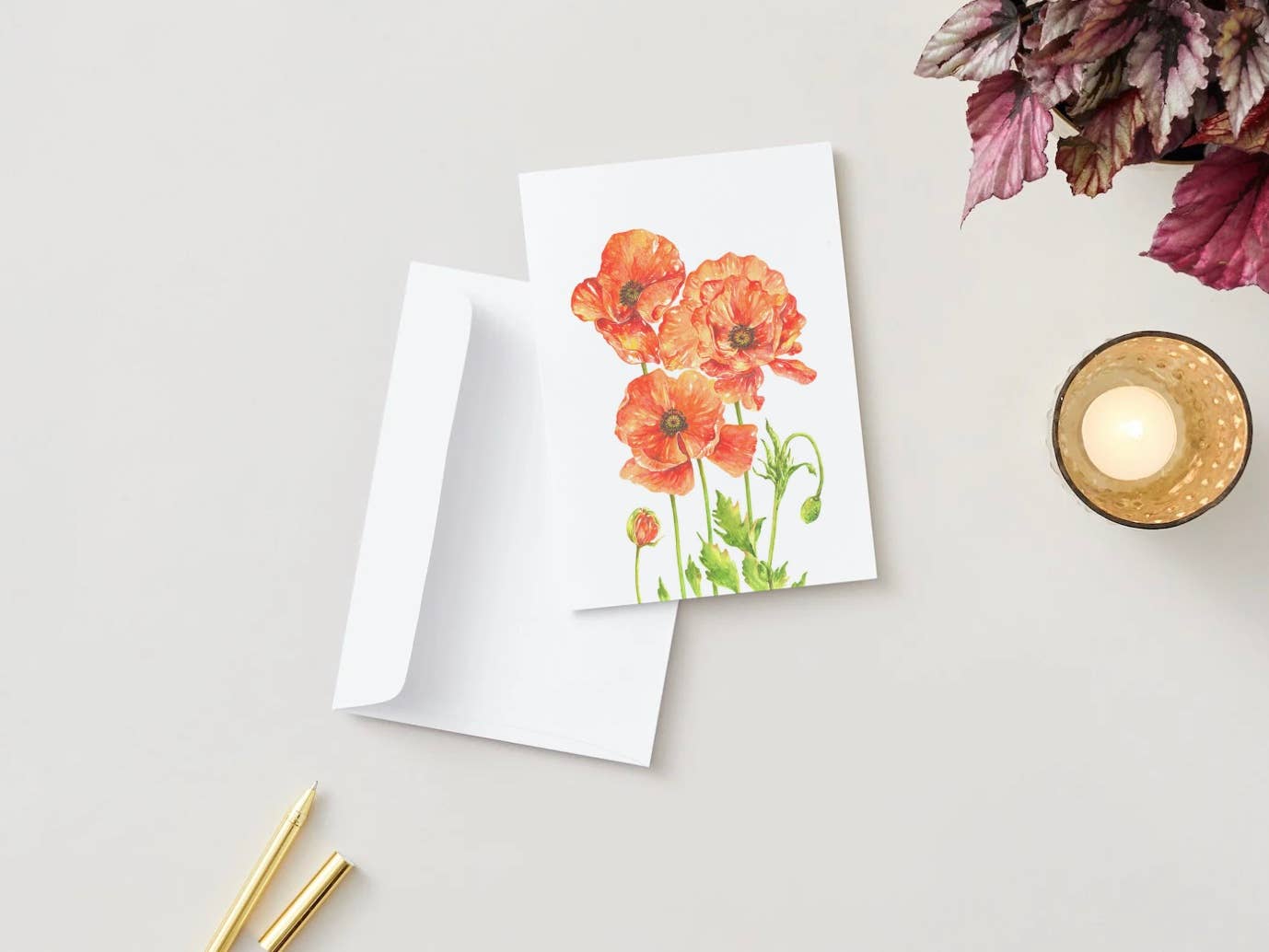 Plumes & Blossoms - Poppies Greeting Card
