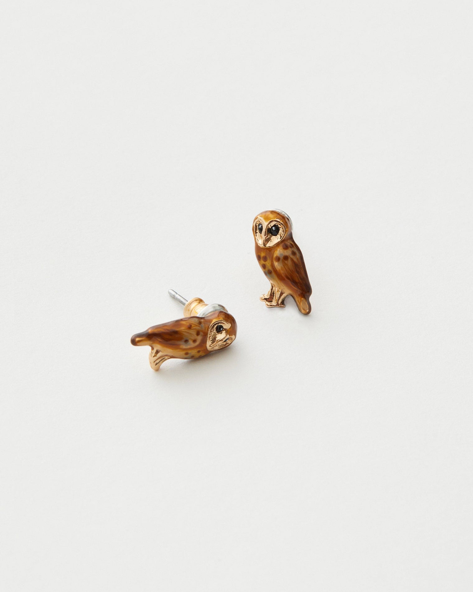 Fable England - Enamel Barn Owl Stud Earrings