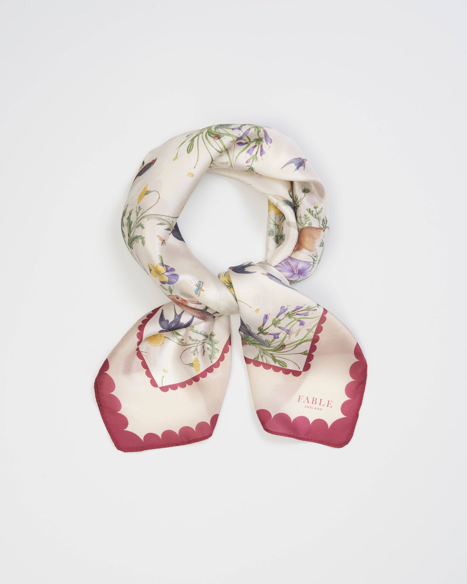 Fable England -  Pink Running Bunny Toile Square Scarf