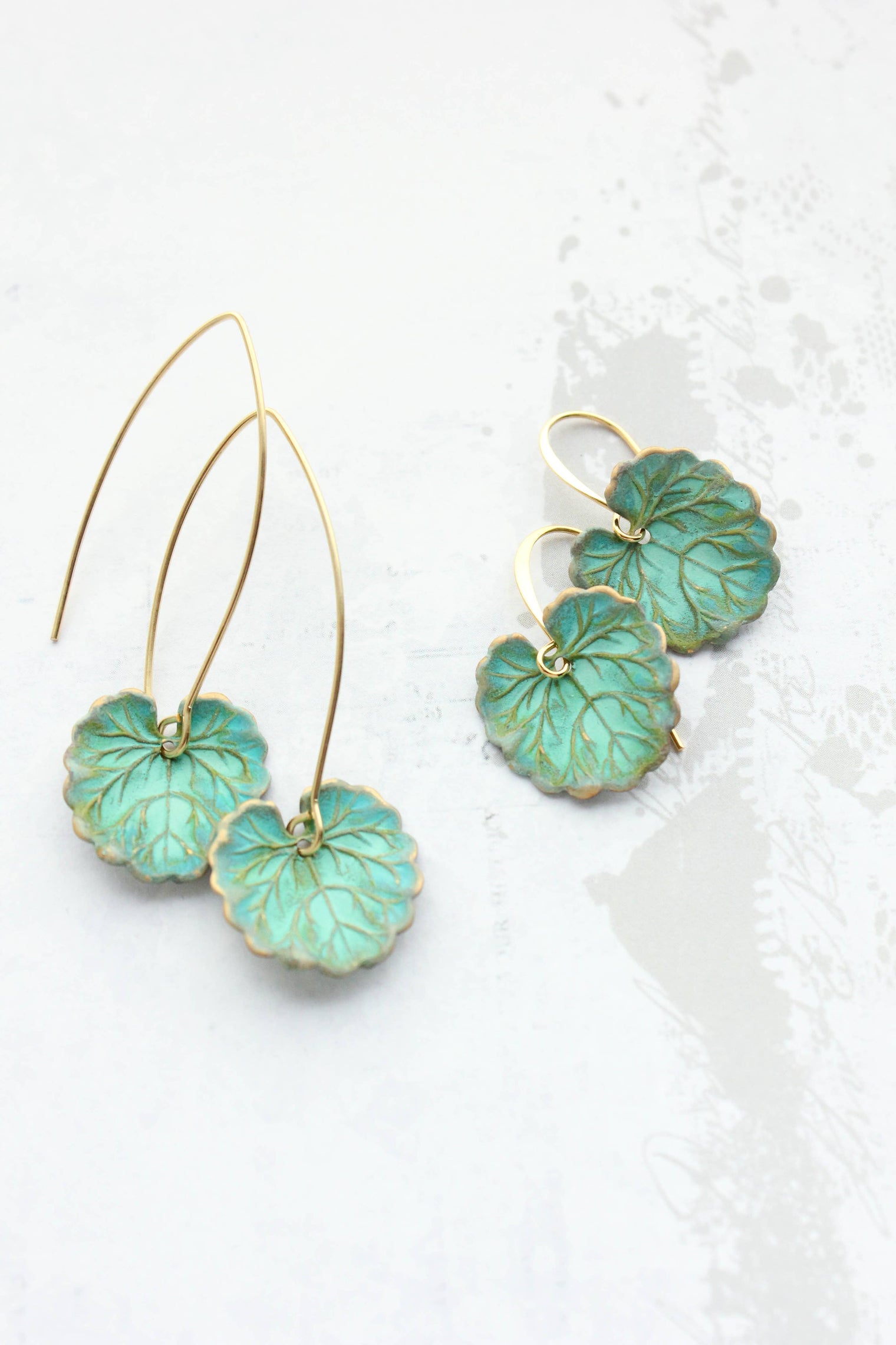 A Pocket of Posies - Ivy Leaf Earrings - Verdigris Patina