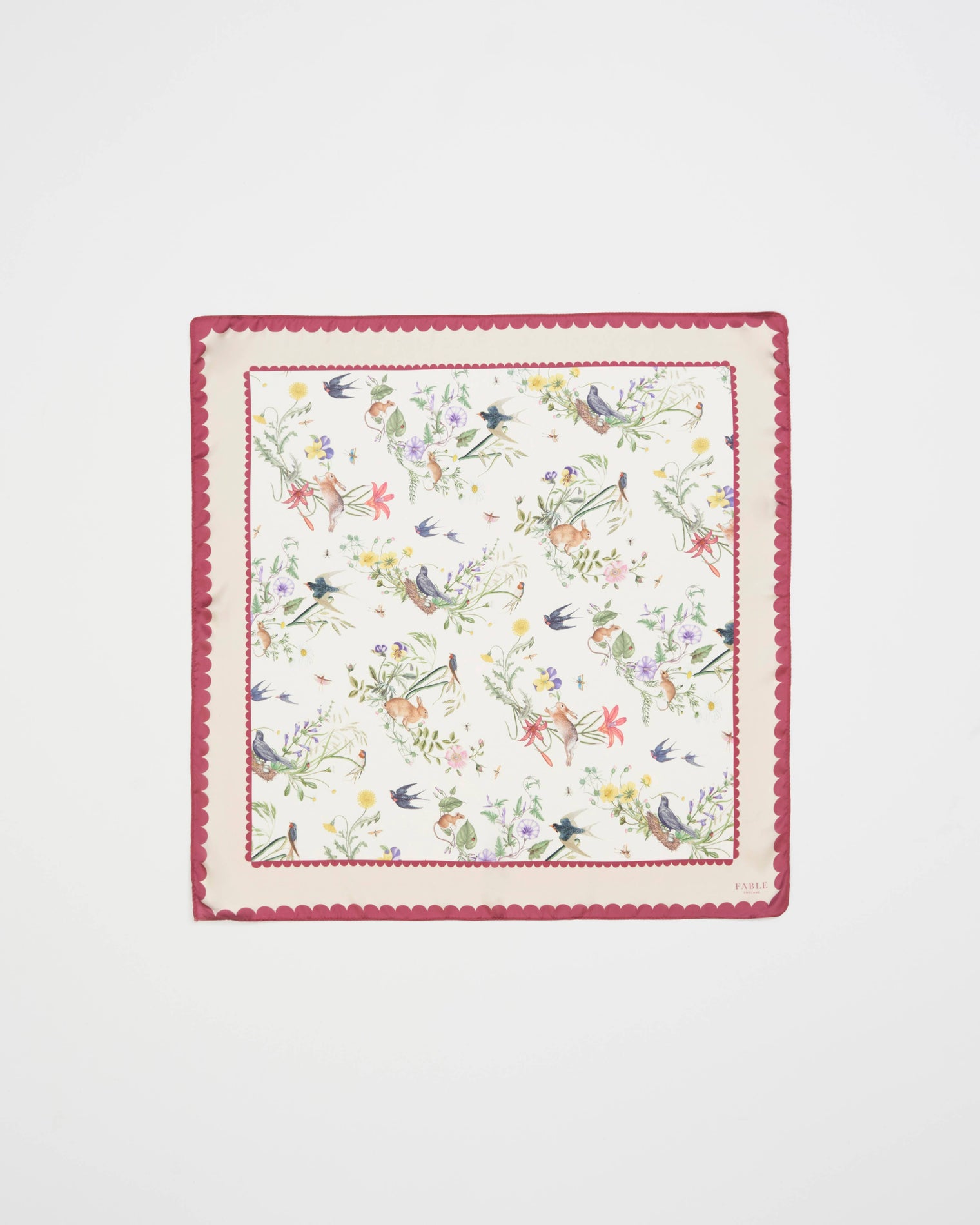 Fable England -  Pink Running Bunny Toile Square Scarf