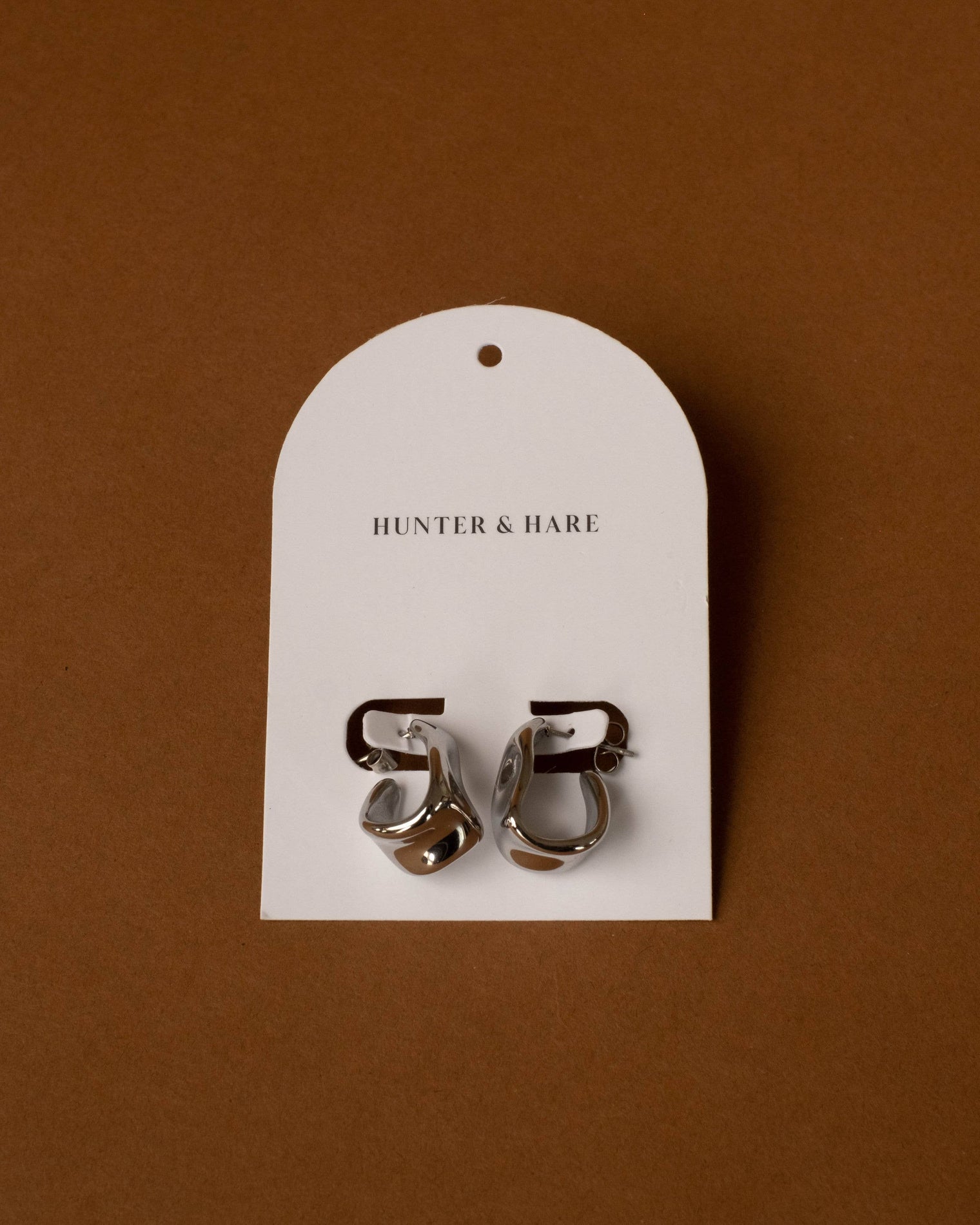 Hunter & Hare - Chunky Organic Open Hoops Silver