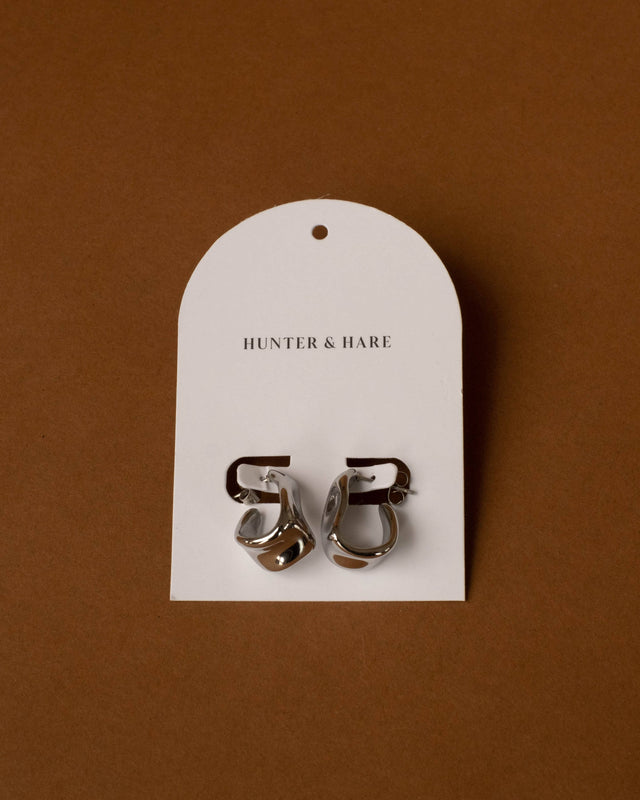 Hunter & Hare - Chunky Organic Open Hoops Silver