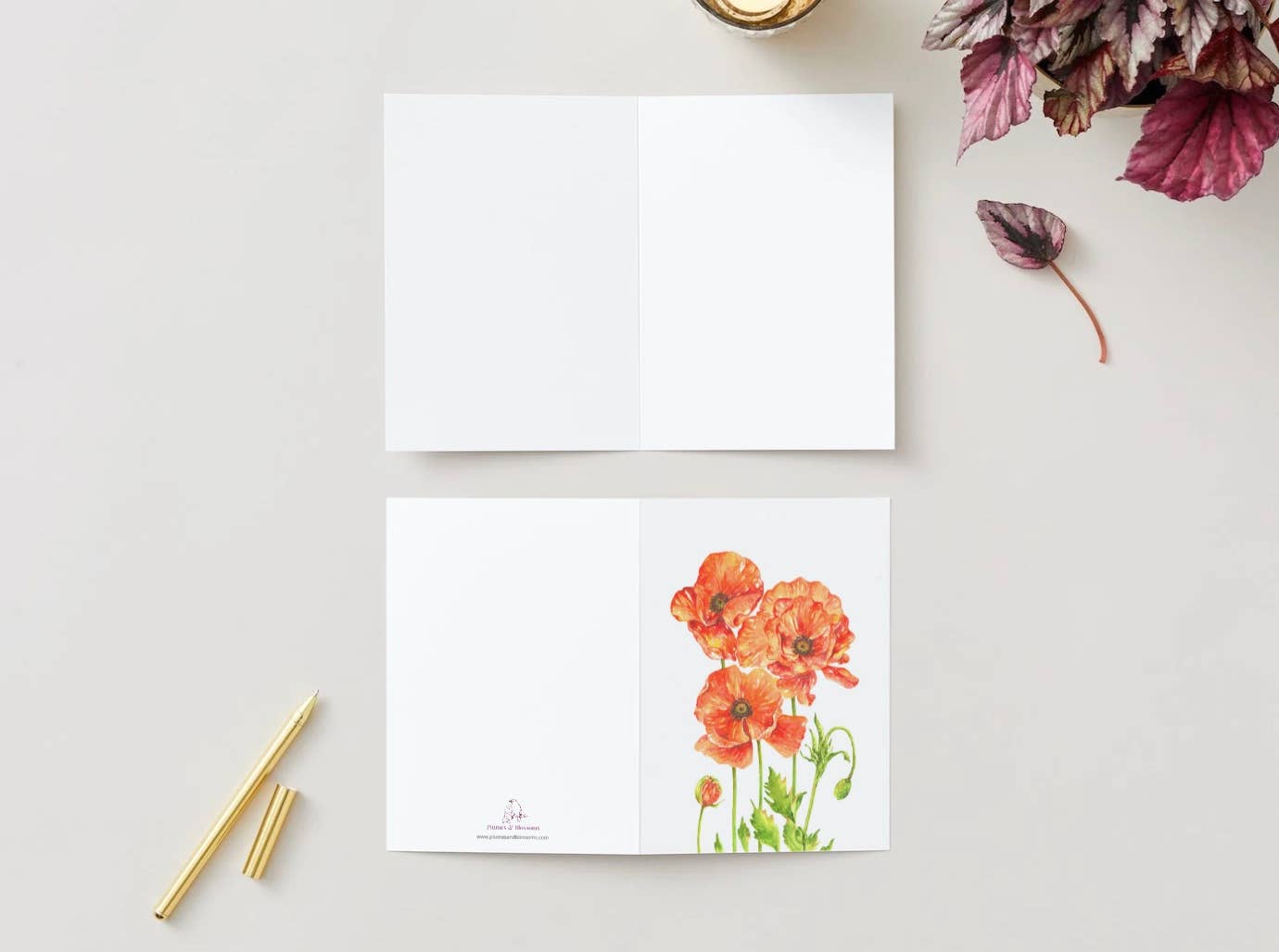 Plumes & Blossoms - Poppies Greeting Card