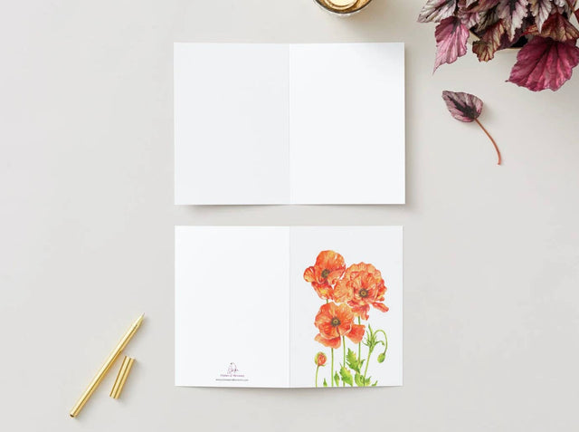 Plumes & Blossoms - Poppies Greeting Card