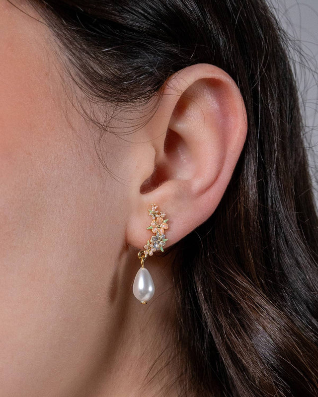 Fable England - Hibiscus & Pearl Earrings