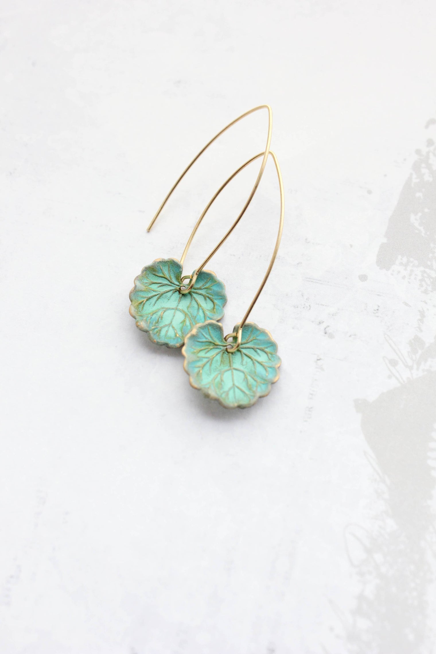 A Pocket of Posies - Ivy Leaf Earrings - Verdigris Patina