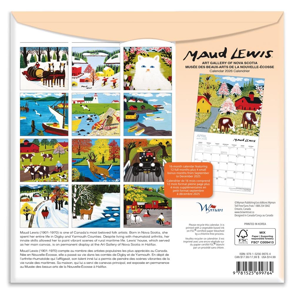 Maud Lewis 16 Month Calendar - Medium