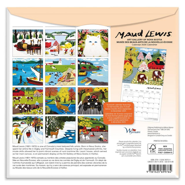 Maud Lewis 16 Month Calendar - Medium