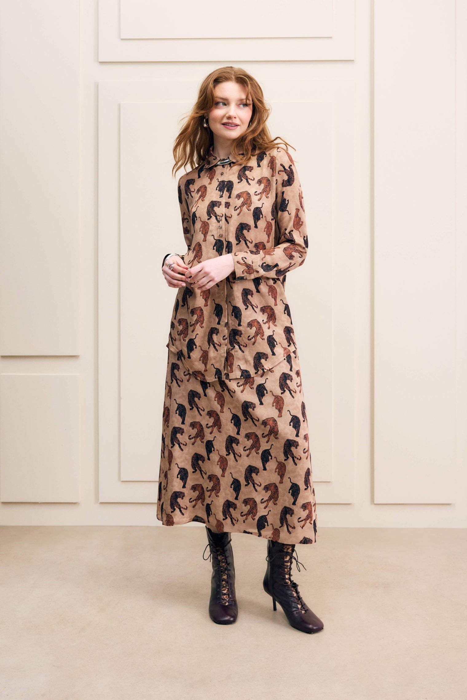 Hilary MacMillan - Tiger Print Midi Skirt