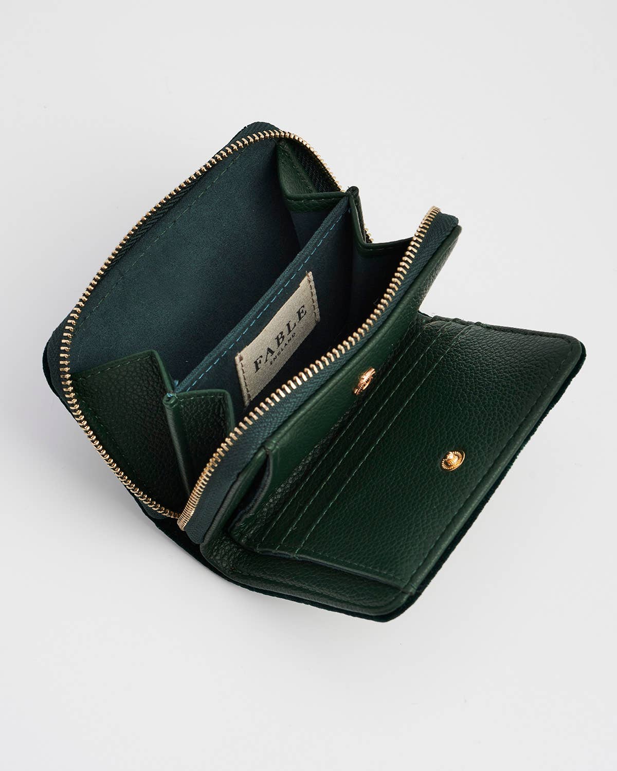 Fable England UK - Hedgehog Embroidered Small Purse in Forest Green Velvet