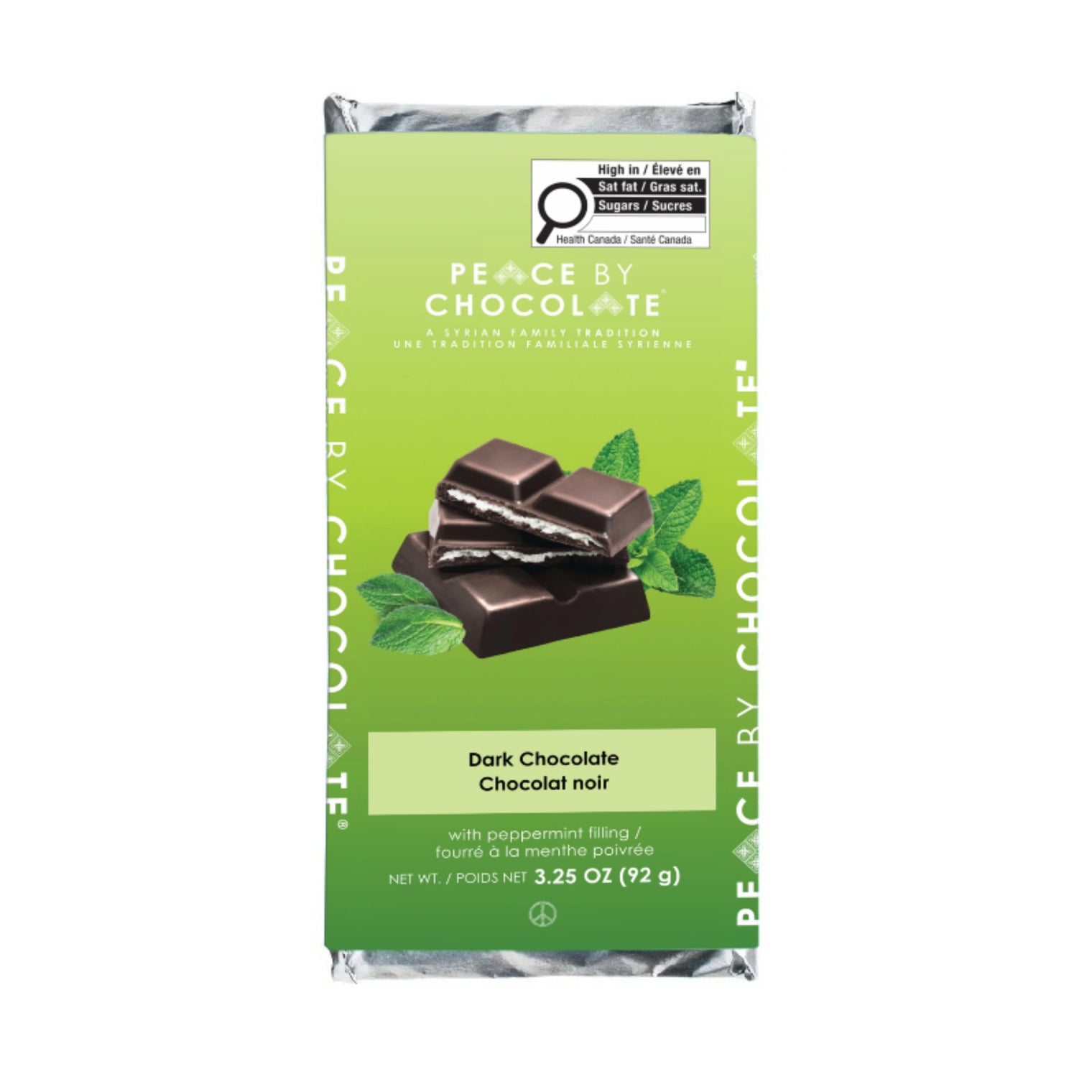 Peace By Chocolate - Dark Chocolate with Peppermint Filling Bar