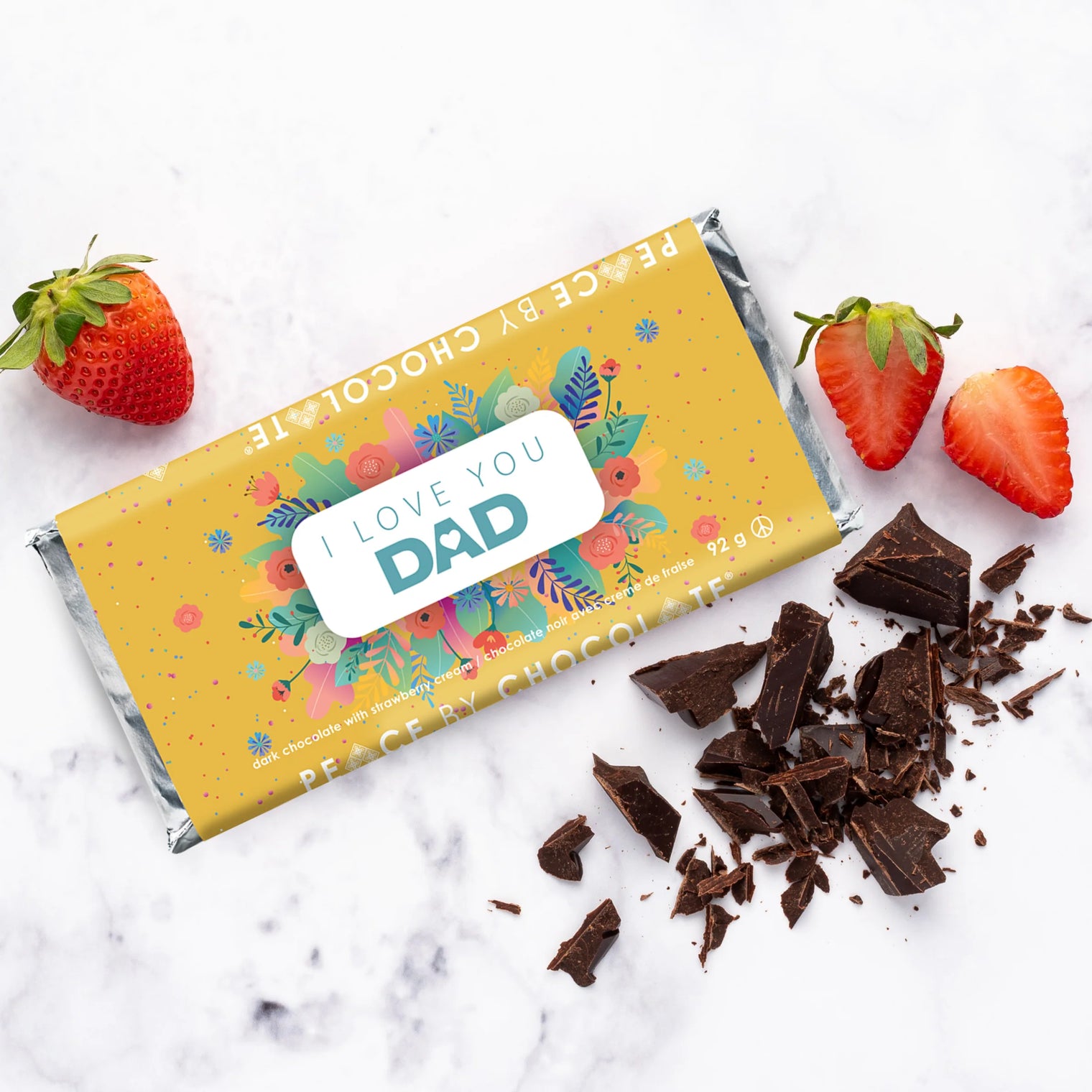 Peace By Chocolate - Dark Chocolate with Strawberries and Cream - I love you Dad