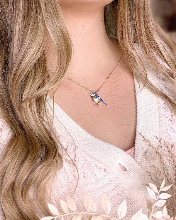 Fable England - Enamel Blue Tit Short Necklace