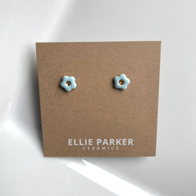Ellie Parker Ceramics - Flower Sky Blue Ceramic Stud Earrings