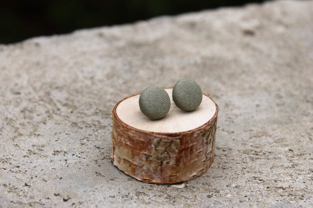Olive Button Earrings
