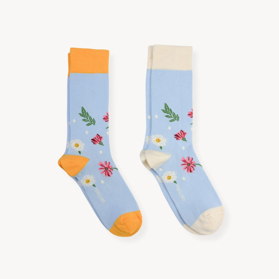 Daisy Days Pima Socks - Pack of 2 - Blue/Gold