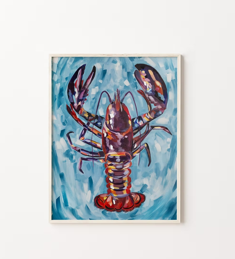 Lyndsay Hubley Art - Big Lobster Vertical Art Print