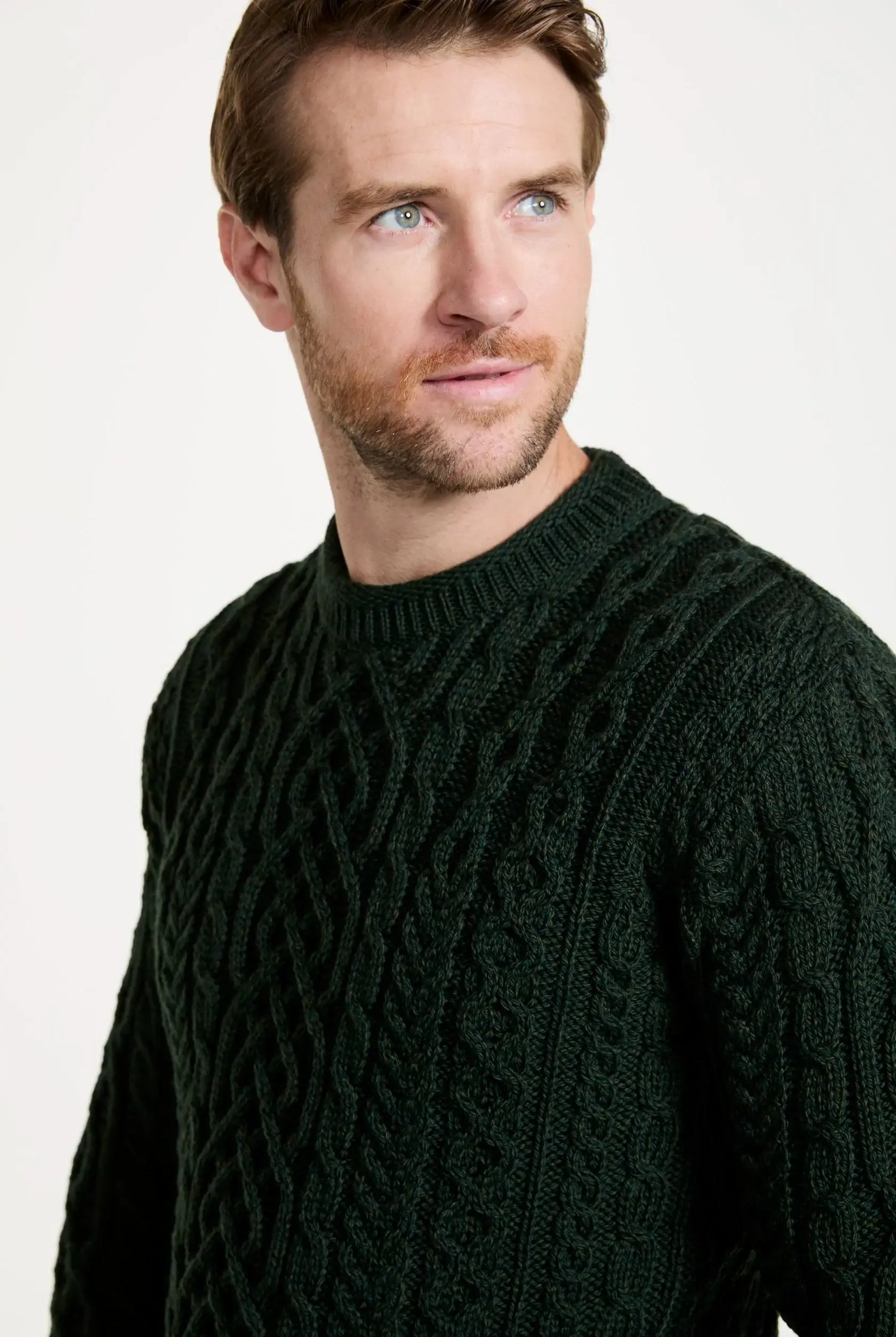 Aran Woollen Mills - Inishturk Mens Aran Sweater - Emerald Green