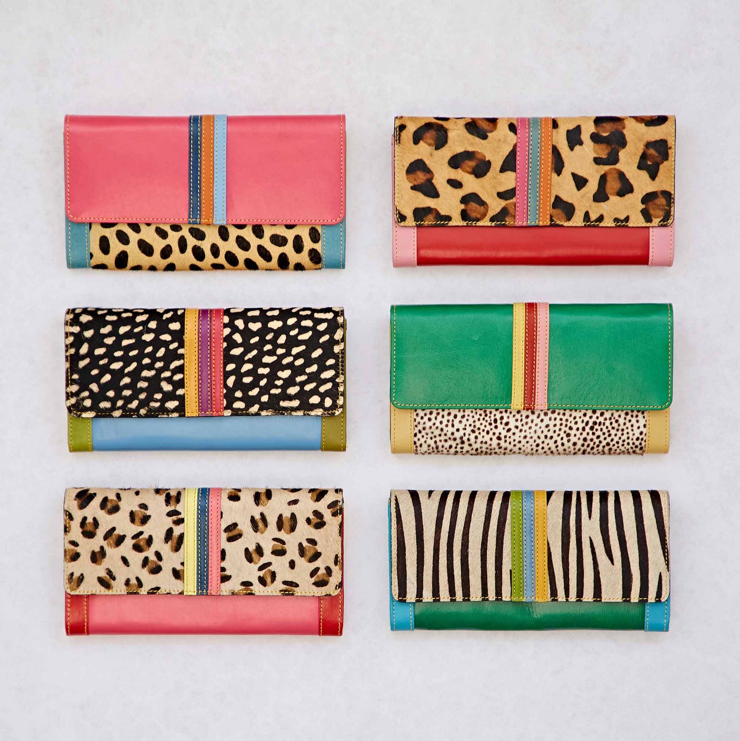 Recycled Handmade Multicoloured Leather Clutch Purse