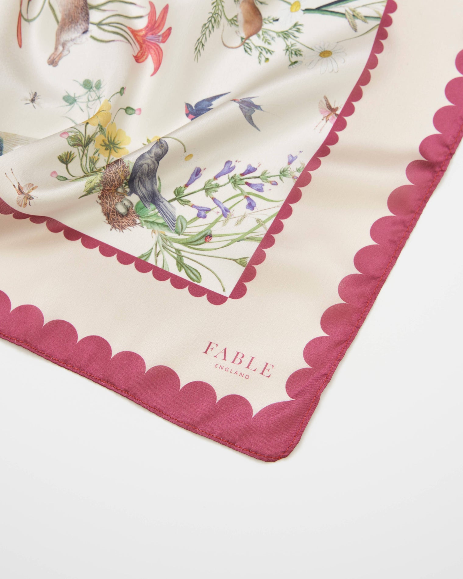 Fable England -  Pink Running Bunny Toile Square Scarf