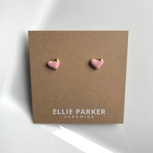 Ellie Parker Ceramics - Heart Pink Ceramic Stud Earrings
