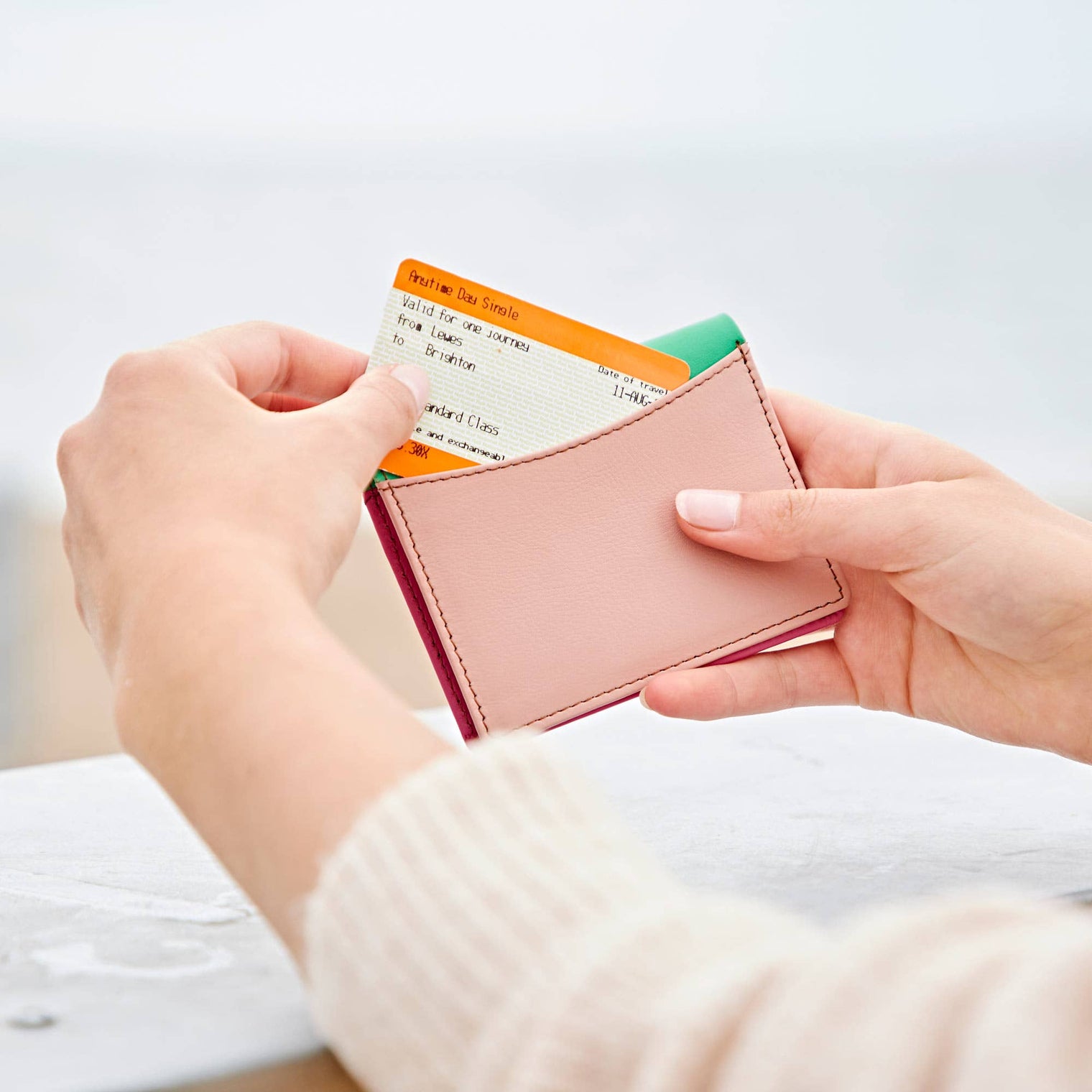 Multicoloured Handmade Recycled Leather Card Holder