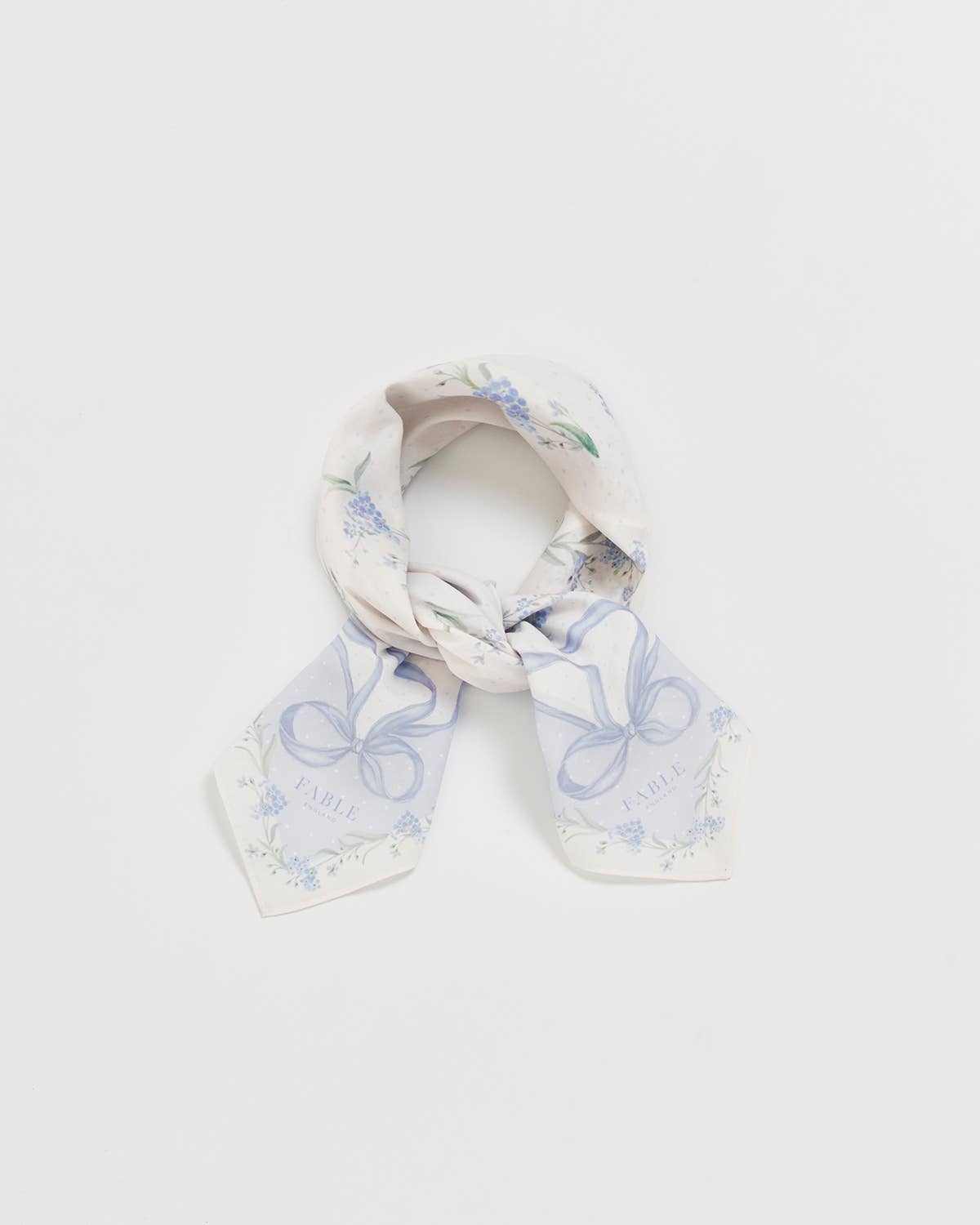 Fable England - Bow & Floral Blue Square Scarf