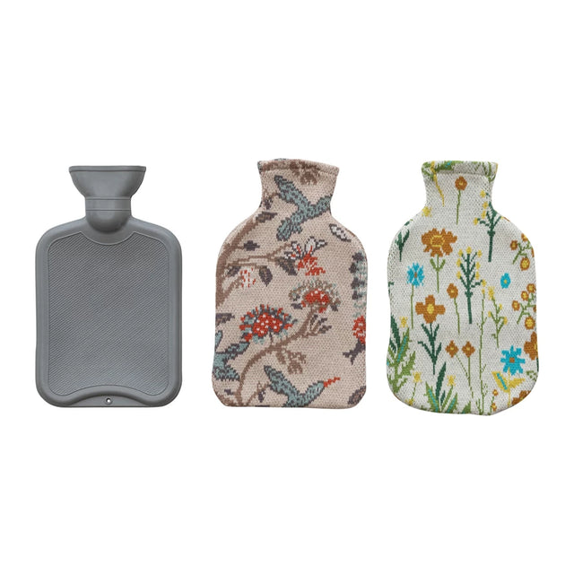 20 oz. Rubber Hot Water Bottle with Cotton Knit Cover - 2 Styles