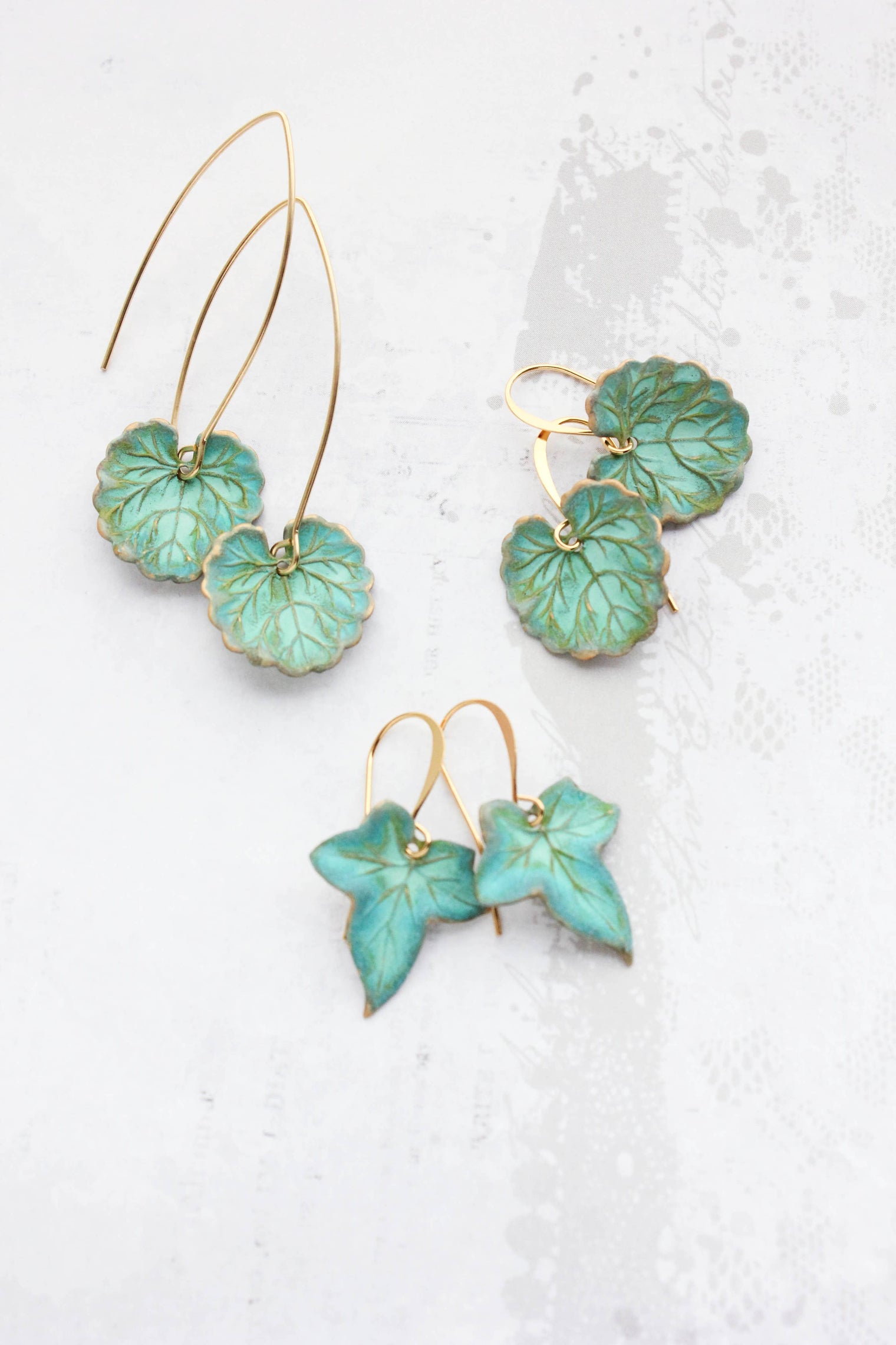A Pocket of Posies - Ivy Leaf Earrings - Verdigris Patina