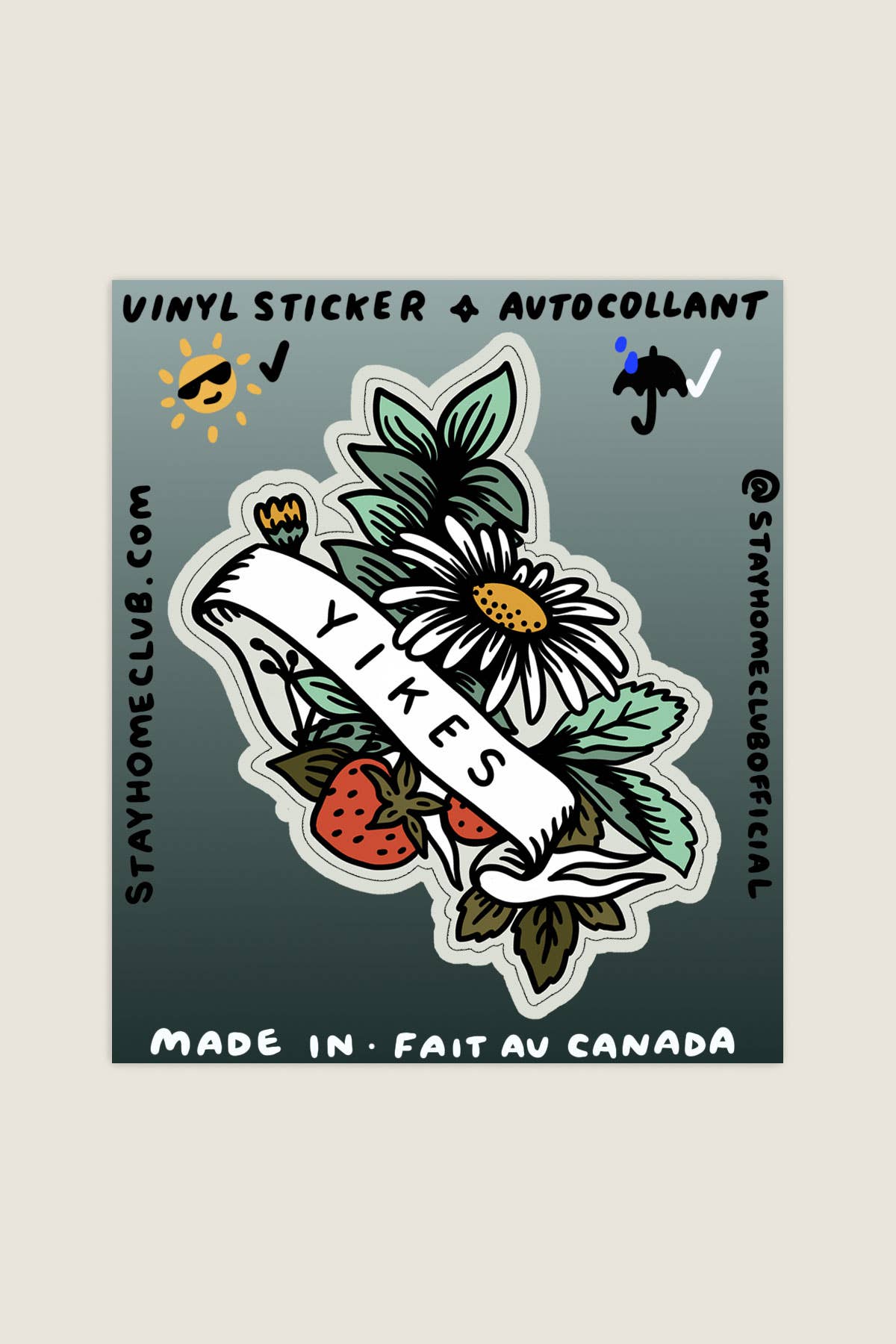 Stay Home Club - Yikes Sticker | Waterproof Vinyl Sticker