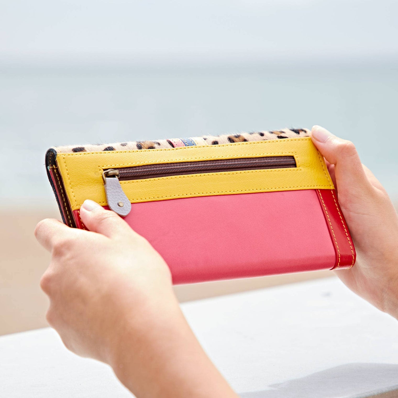 Recycled Handmade Multicoloured Leather Clutch Purse