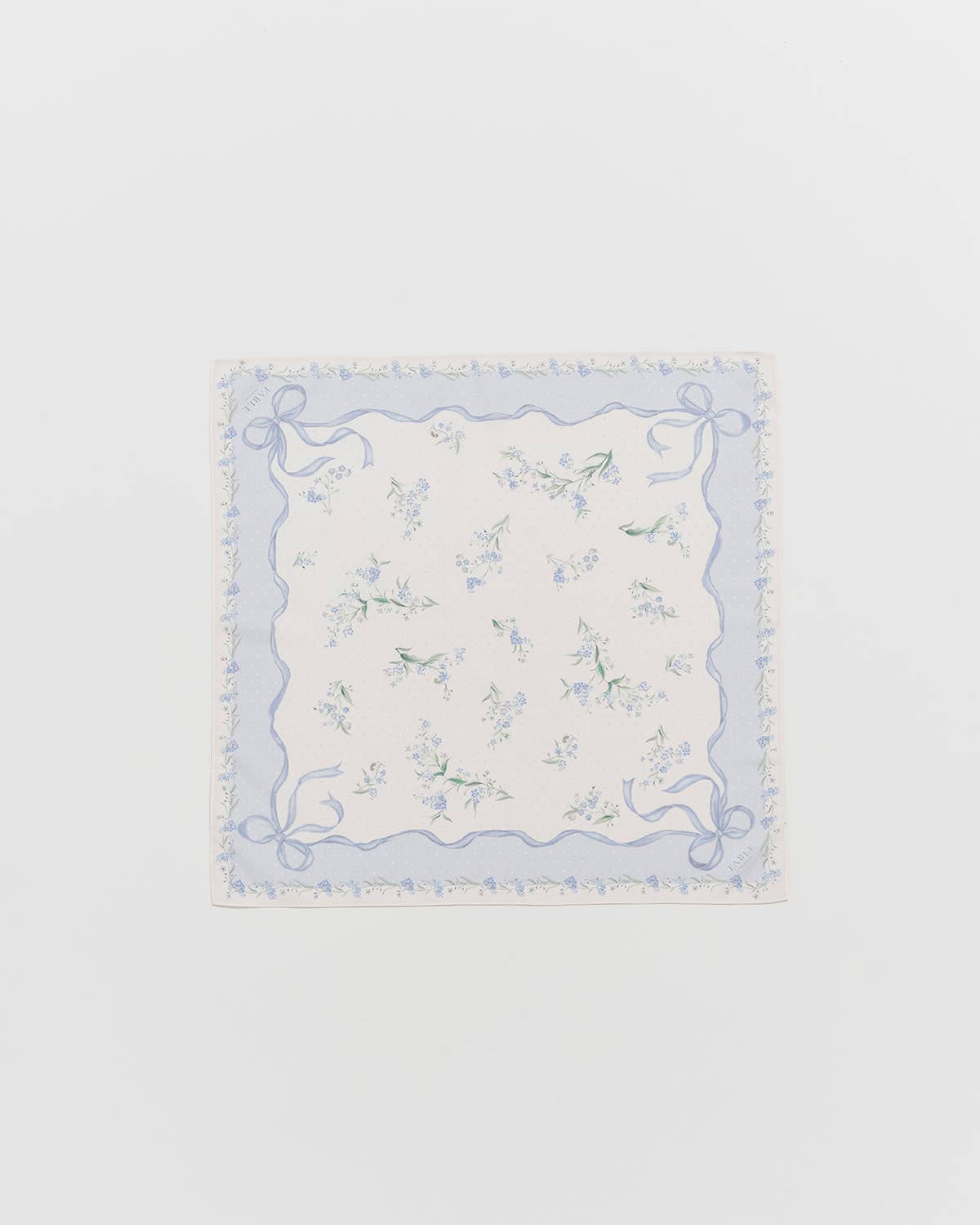 Fable England - Bow & Floral Blue Square Scarf