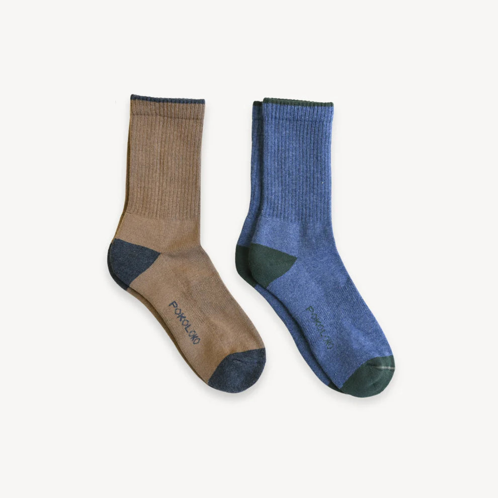 Heel Toe Socks - Pack of 2 - Naval/Walnut