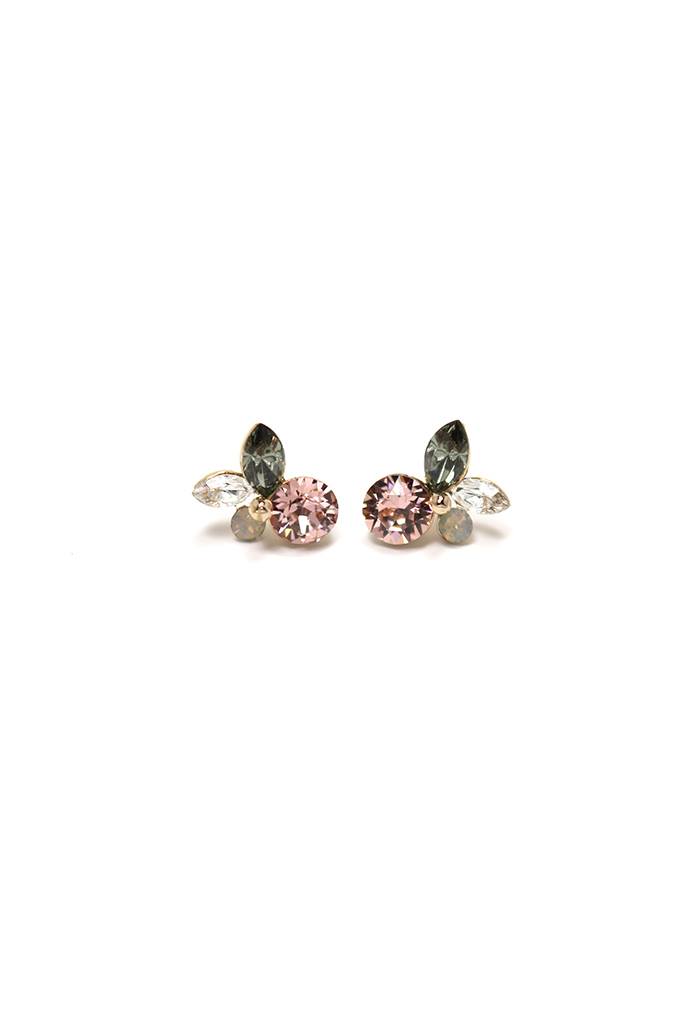 Crystal Corsage Earrings - Pink