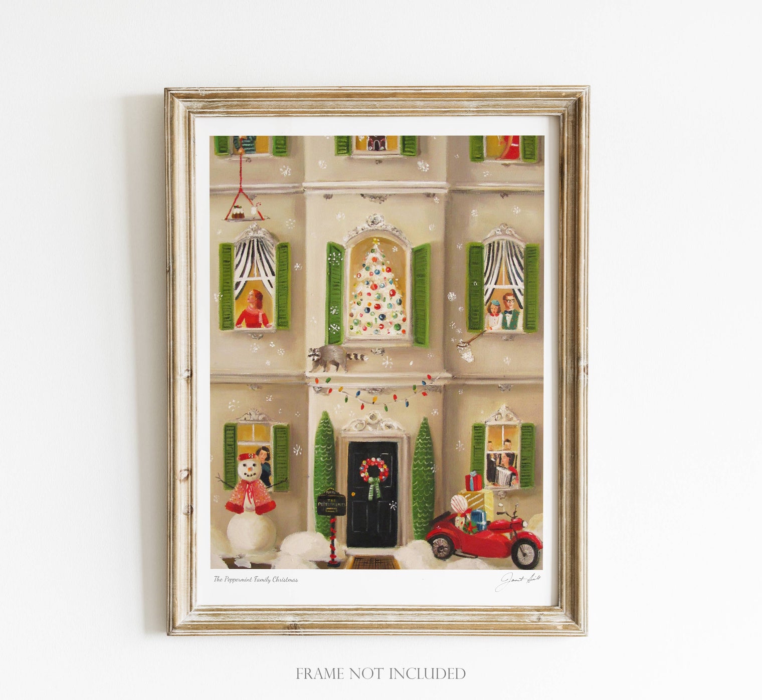 Janet Hill Studio - The Peppermint Family Christmas Art Print - 8.5" X 11"
