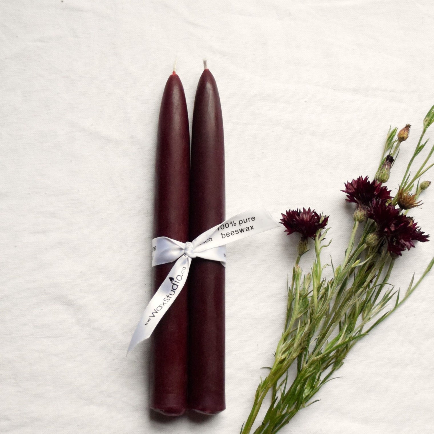 Burgundy Beeswax Tapers