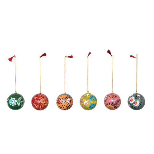 Handpainted Paper Mache Ball Ornament