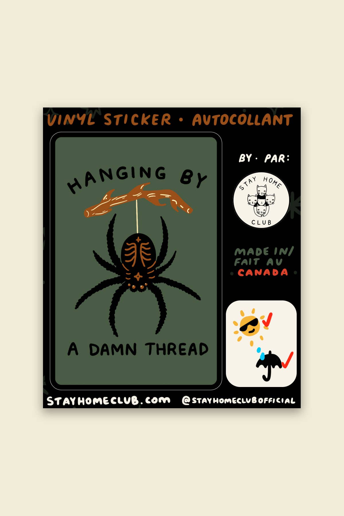 Stay Home Club - Hanging by a Thread Vinyl Sticker