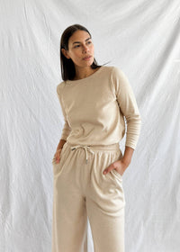 Ana + Zac - Beach Pant Oatmeal Micro Stripe