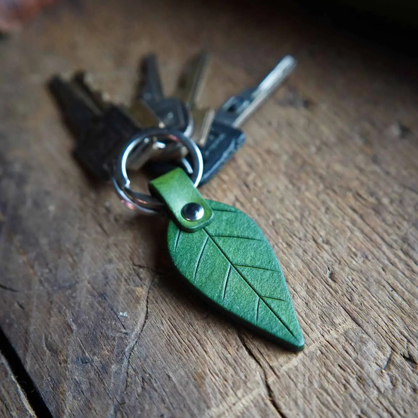 Leather Leaf Keychain