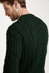 Aran Woollen Mills - Inishturk Mens Aran Sweater -  Emerald Green