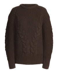 Hilary MacMillan - Brown Long Cable Knit Sweater